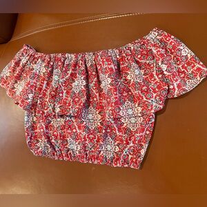 Hollister Medium Patterned Women's Crop Top Off the Shoulder Stretchy